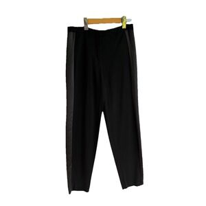 Halston Heritage Tuxedo Women's Size Two Pants Satin Stripe Black with Pockets